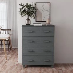 YOUTHUP Buffet Gris Foncé 79x40x103,5 Cm Bois Massif De Pin - Gris