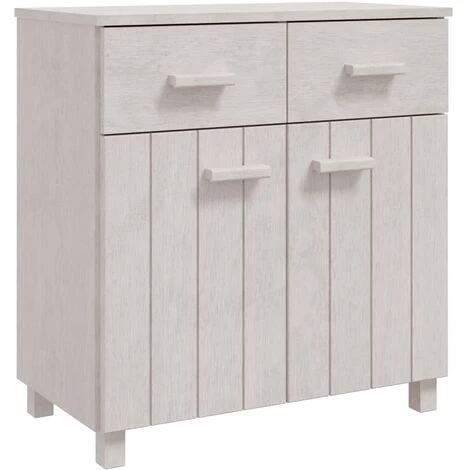 YOUTHUP Buffet Blanc 79x40x80 Cm Bois Massif De Pin - Blanc 2 YOUTHUP Buffet Blanc 79x40x80 Cm Bois Massif De Pin - Blanc – Image 2