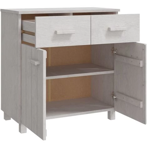 YOUTHUP Buffet Blanc 79x40x80 Cm Bois Massif De Pin - Blanc 5 YOUTHUP Buffet Blanc 79x40x80 Cm Bois Massif De Pin - Blanc – Image 5