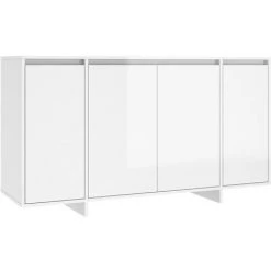 YOUTHUP Buffet Blanc Brillant 135x41x75 Cm Aggloméré - Blanc -Buffet et enfilade Soldes 56549715 2