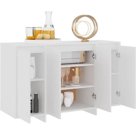YOUTHUP Buffet Blanc 120x41x75 Cm Aggloméré - Blanc 3 YOUTHUP Buffet Blanc 120x41x75 Cm Aggloméré - Blanc – Image 3
