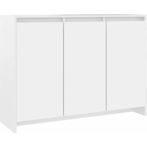 YOUTHUP Buffet Blanc 102x33x75 Cm Aggloméré - Blanc 2 YOUTHUP Buffet Blanc 102x33x75 Cm Aggloméré - Blanc – Image 2