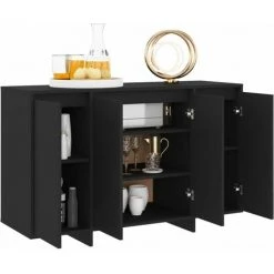 YOUTHUP Buffet Noir 120x41x75 Cm Aggloméré - Noir -Buffet et enfilade Soldes 56549870 3