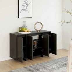 YOUTHUP Buffet Noir 120x41x75 Cm Aggloméré - Noir -Buffet et enfilade Soldes 56549870 4