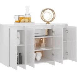 YOUTHUP Buffet Blanc Brillant 120x41x75 Cm Aggloméré - Blanc 7 YOUTHUP Buffet Blanc Brillant 120x41x75 Cm Aggloméré - Blanc -Buffet et enfilade Soldes 56549871 3