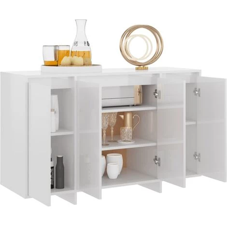 YOUTHUP Buffet Blanc Brillant 120x41x75 Cm Aggloméré - Blanc 3 YOUTHUP Buffet Blanc Brillant 120x41x75 Cm Aggloméré - Blanc – Image 3