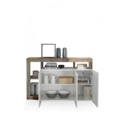 Dmora Buffet Moderne à 3 Portes Avec Compartiments Ouverts, Made In Italy, Buffet De Cuisine, Buffet Design De Salon, 146x42h93 Cm, Blanc Brillant Et Couleur Poire 6 Dmora Buffet Moderne à 3 Portes Avec Compartiments Ouverts, Made In Italy, Buffet De Cuisine, Buffet Design De Salon, 146x42h93 Cm, Blanc Brillant Et Couleur Poire -Buffet et enfilade Soldes 56550227 3