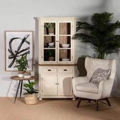 ALTOBUY VIVI - Buffet Vaisselier 4 Portes 2 Tiroirs Naturel Et Crème - Crème -Buffet et enfilade Soldes 56617619 3