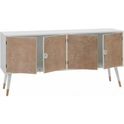 ALTOBUY MARUVA - Buffet 4 Portes Pin Massif Marron Et Blanc - Blanc -Buffet et enfilade Soldes 56617620 3