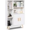 GIANTEX Commode Blanche En Bois, 5 Compartiments Et 2 Portes, Meuble D'appoint Pour Salle De Bain, Cuisine,Blanc