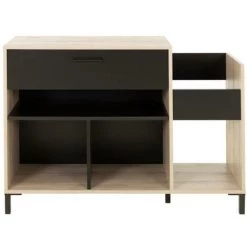 VENTE-UNIQUE.COM Meuble Vinyles JAZZY - Avec Rangements - Coloris : Chêne Et Noir - Noir, Naturel Clair -Buffet et enfilade Soldes 56625397 3