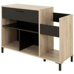 VENTE-UNIQUE.COM Meuble Vinyles JAZZY - Avec Rangements - Coloris : Chêne Et Noir - Noir, Naturel Clair -Buffet et enfilade Soldes 56625397 5