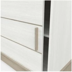 Buffet 2 Portes Coulissantes 3 Tiroirs L200 Cm - Cottage - Calicosy - CHENE KRONBERG/BLANC STRUCTURE -Buffet et enfilade Soldes 56842430 4