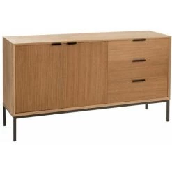 Paris Prix - Buffet 2 Portes & 3 Tiroirs "dresa" 140cm Naturel