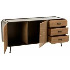 Paris Prix - Buffet 3 Tiroirs En Bois "hulta" 160cm Naturel & Noir -Buffet et enfilade Soldes 57062011 5