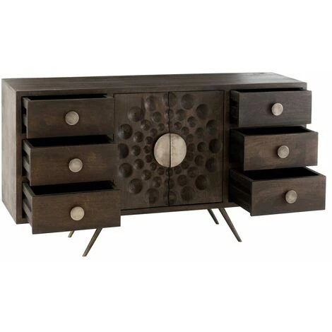 Paris Prix - Buffet 2 Portes & 6 Tiroirs "polco" 150cm Marron 2 Paris Prix - Buffet 2 Portes & 6 Tiroirs "polco" 150cm Marron – Image 2