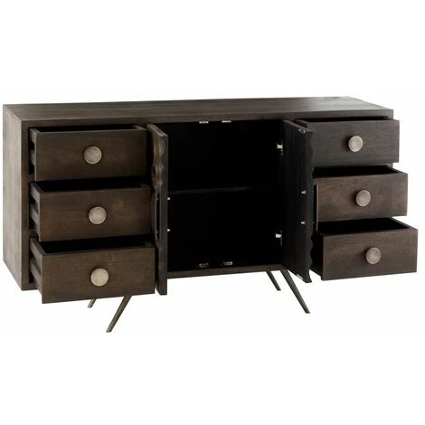 Paris Prix - Buffet 2 Portes & 6 Tiroirs "polco" 150cm Marron 3 Paris Prix - Buffet 2 Portes & 6 Tiroirs "polco" 150cm Marron – Image 3