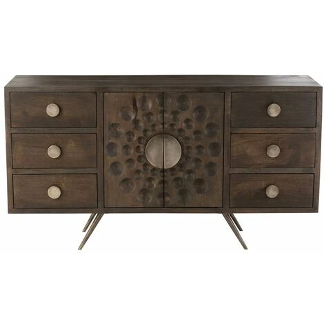 Paris Prix - Buffet 2 Portes & 6 Tiroirs "polco" 150cm Marron 5 Paris Prix - Buffet 2 Portes & 6 Tiroirs "polco" 150cm Marron – Image 5