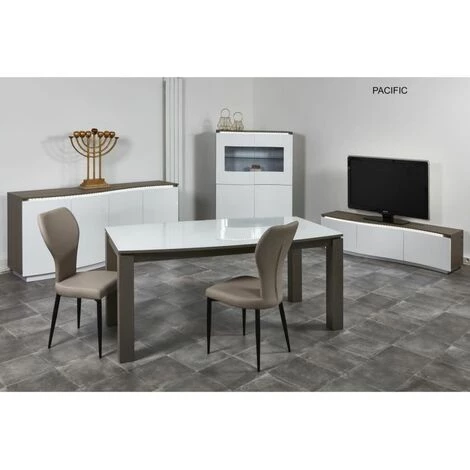 Paris Prix - Bahut 4 Portes En Bois "pyloza" 200cm Blanc Laqué 4 Paris Prix - Bahut 4 Portes En Bois "pyloza" 200cm Blanc Laqué – Image 4