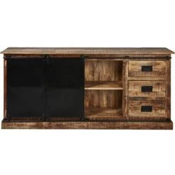 Paris Prix - Bahut 2 Portes En Bois "minga" 200cm Noir & Marron