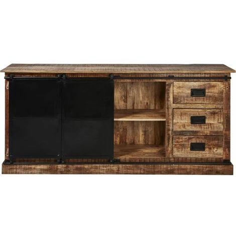 Paris Prix - Bahut 2 Portes En Bois "minga" 200cm Noir & Marron 1 Paris Prix - Bahut 2 Portes En Bois "minga" 200cm Noir & Marron