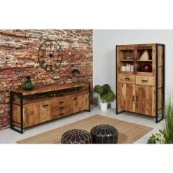 Paris Prix - Bahut 2 Portes & 3 Tiroirs "salico" 180cm Marron -Buffet et enfilade Soldes 57080167 4