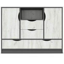 Paris Prix - Buffet 3 Tiroirs Design "dekra" 120cm Gris