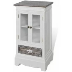NOVA Armoire Avec 2 Portes Et 1 Tiroir En Bois Blanc Armoire 2 Portes Et 1 Tiroir Blanc Bois -Buffet et enfilade Soldes 57092350 3