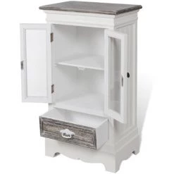 NOVA Armoire Avec 2 Portes Et 1 Tiroir En Bois Blanc Armoire 2 Portes Et 1 Tiroir Blanc Bois -Buffet et enfilade Soldes 57092350 4