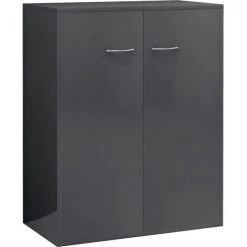 NOVA Lengo Bouchon Avec 2 Portes Coffre De Tiroirs élégants Armoires D'entrée Différentes Couleurs Buffet Gris Brillant 60x30x75 Cm Aggloméré Couleur : Gris Lucide -Buffet et enfilade Soldes 57093943 2