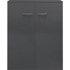 NOVA Lengo Bouchon Avec 2 Portes Coffre De Tiroirs élégants Armoires D'entrée Différentes Couleurs Buffet Gris Brillant 60x30x75 Cm Aggloméré Couleur : Gris Lucide -Buffet et enfilade Soldes 57093943 5
