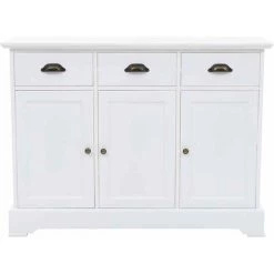 NOVA Crédenza Avec 3 Portes Et 3 Tiroirs Salon En Pin Blanc Couleur En Bois Buffet Avec 3 Portes MDF Et Bois De Pin 105 X 35 X 77,5 Cm -Buffet et enfilade Soldes 57095114 4