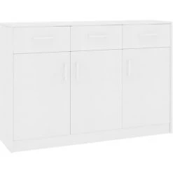 NOVA Croyance En Bois Avec 3 Tiroirs Et 3 Portes Vérifiées Armoire élégante Diverses Couleurs Buffet Blanc 110x30x75 Cm Aggloméré Couleur : BLANCHE