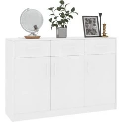 NOVA Croyance En Bois Avec 3 Tiroirs Et 3 Portes Vérifiées Armoire élégante Diverses Couleurs Buffet Blanc 110x30x75 Cm Aggloméré Couleur : BLANCHE -Buffet et enfilade Soldes 57095904 3