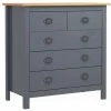 NOVA Pin De Buffet En Bois Massif Avec 5 Tiroirs De Style Rustique Différentes Couleurs Buffet Hill Range Gris 79x40x80 Cm Bois De Pin Solide Couleur : Miel Gris Et Brun