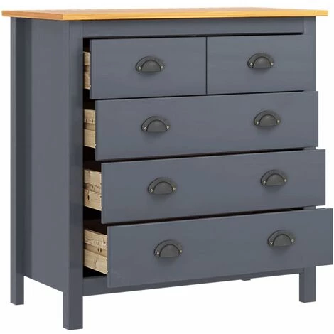 NOVA Pin De Buffet En Bois Massif Avec 5 Tiroirs De Style Rustique Différentes Couleurs Buffet Hill Range Gris 79x40x80 Cm Bois De Pin Solide Couleur : Miel Gris Et Brun 4 NOVA Pin De Buffet En Bois Massif Avec 5 Tiroirs De Style Rustique Différentes Couleurs Buffet Hill Range Gris 79x40x80 Cm Bois De Pin Solide Couleur : Miel Gris Et Brun – Image 4