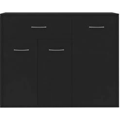 NOVA Croyance En Bois Moderne Avec 1 Grand Tiroir Et 3 Portes De Différentes Couleurs Buffet Noir 88x30x70 Cm Aggloméré Couleur : Noir -Buffet et enfilade Soldes 57098338 5