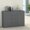 NOVA Croyance En Bois Avec 4 Tiroirs Et 2 Portes Coffre De Tiroirs Salon Mobile Diverses Couleurs Buffet Gris 88x30x65 Cm Aggloméré Couleur : GRIS