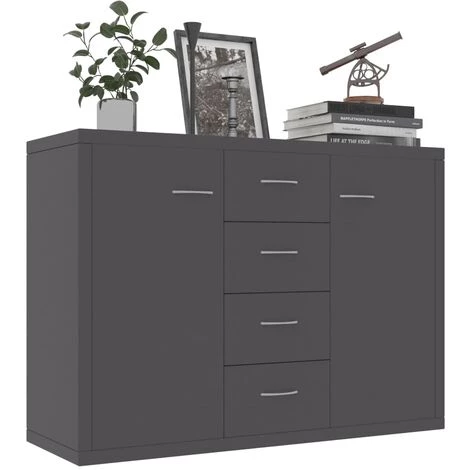 NOVA Croyance En Bois Avec 4 Tiroirs Et 2 Portes Coffre De Tiroirs Salon Mobile Diverses Couleurs Buffet Gris 88x30x65 Cm Aggloméré Couleur : GRIS 3 NOVA Croyance En Bois Avec 4 Tiroirs Et 2 Portes Coffre De Tiroirs Salon Mobile Diverses Couleurs Buffet Gris 88x30x65 Cm Aggloméré Couleur : GRIS – Image 3