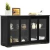 GIANTEX Buffet Avec Portes En Verre, Armoire De Cuisine Avec Etagère REglable En Hauteur, Commode Pour Cuisine, Salon Ou Couloir, 106,5 X 33 X 62,5 Cm (noir)