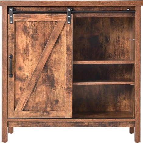AZKOEESY Buffet Haut, Meuble De Rangement Avec Portes Coulissantes, étagère Réglable Pour Salon, Salle à Manger, Couloir - Marron Vintage 1 AZKOEESY Buffet Haut, Meuble De Rangement Avec Portes Coulissantes, étagère Réglable Pour Salon, Salle à Manger, Couloir - Marron Vintage