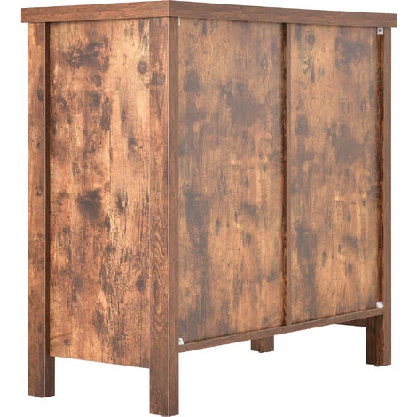 AZKOEESY Buffet Haut, Meuble De Rangement Avec Portes Coulissantes, étagère Réglable Pour Salon, Salle à Manger, Couloir - Marron Vintage 3 AZKOEESY Buffet Haut, Meuble De Rangement Avec Portes Coulissantes, étagère Réglable Pour Salon, Salle à Manger, Couloir - Marron Vintage – Image 3
