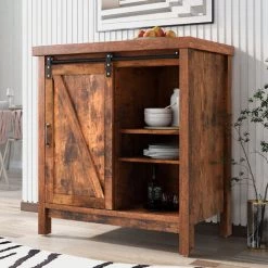 AZKOEESY Buffet Haut, Meuble De Rangement Avec Portes Coulissantes, étagère Réglable Pour Salon, Salle à Manger, Couloir - Marron Vintage 8 AZKOEESY Buffet Haut, Meuble De Rangement Avec Portes Coulissantes, étagère Réglable Pour Salon, Salle à Manger, Couloir - Marron Vintage -Buffet et enfilade Soldes 57118906 4