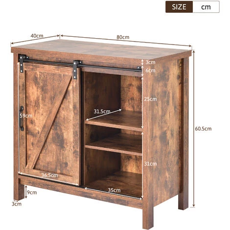 AZKOEESY Buffet Haut, Meuble De Rangement Avec Portes Coulissantes, étagère Réglable Pour Salon, Salle à Manger, Couloir - Marron Vintage 5 AZKOEESY Buffet Haut, Meuble De Rangement Avec Portes Coulissantes, étagère Réglable Pour Salon, Salle à Manger, Couloir - Marron Vintage – Image 5