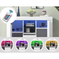 AZKOEESY Buffet Haut LED, Armoire De Rangement Latérale Pour Cuisine, Salle à Manger, Salon -Buffet et enfilade Soldes 57118912 4