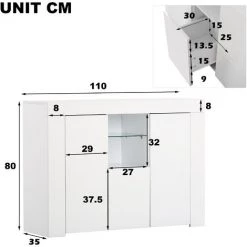 AZKOEESY Buffet Haut LED, Armoire De Rangement Latérale Pour Cuisine, Salle à Manger, Salon -Buffet et enfilade Soldes 57118912 5