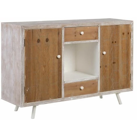 ALTOBUY OLMANN - Buffet 2 Portes 2 Tiroirs Blanc Et Naturel Aspect Vieilli - Blanc 1 ALTOBUY OLMANN - Buffet 2 Portes 2 Tiroirs Blanc Et Naturel Aspect Vieilli - Blanc