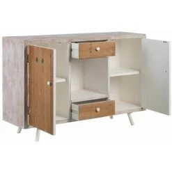 ALTOBUY OLMANN - Buffet 2 Portes 2 Tiroirs Blanc Et Naturel Aspect Vieilli - Blanc 7 ALTOBUY OLMANN - Buffet 2 Portes 2 Tiroirs Blanc Et Naturel Aspect Vieilli - Blanc -Buffet et enfilade Soldes 57213579 3