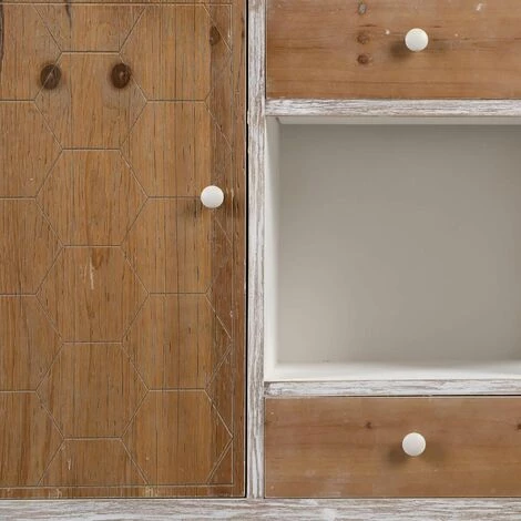 ALTOBUY OLMANN - Buffet 2 Portes 2 Tiroirs Blanc Et Naturel Aspect Vieilli - Blanc 5 ALTOBUY OLMANN - Buffet 2 Portes 2 Tiroirs Blanc Et Naturel Aspect Vieilli - Blanc – Image 5