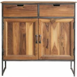 ALTOBUY TONIA - Buffet 2 Portes En Teck Massif Piètement Acier - Naturel